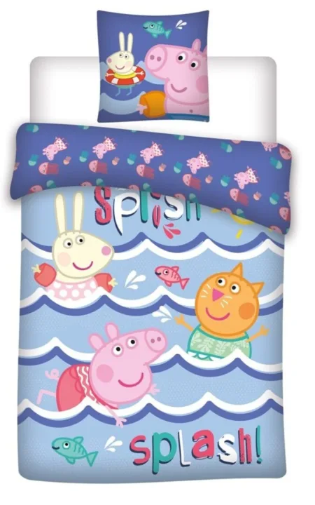Peppa Pig dekbedovertrek Splash 140 x 200 cm - 65 x 65 cm - katoen