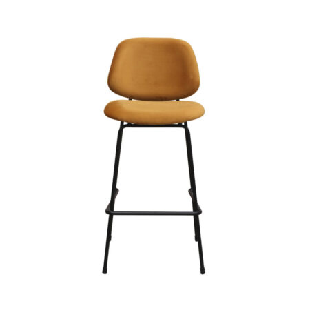 LABEL51 Barkruk Bello - Oker - Fluweel - Hoog