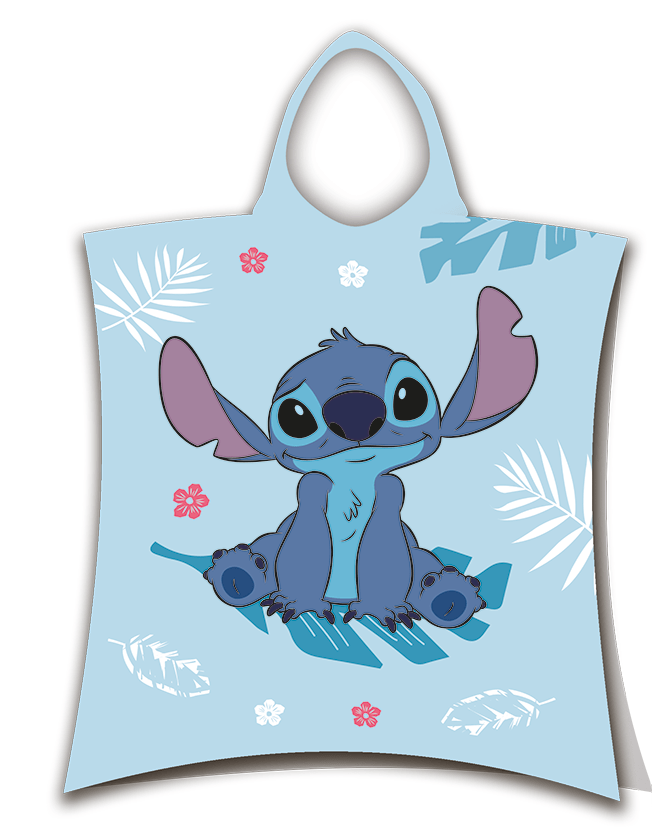 Stitch poncho 50 x 115 cm blauw