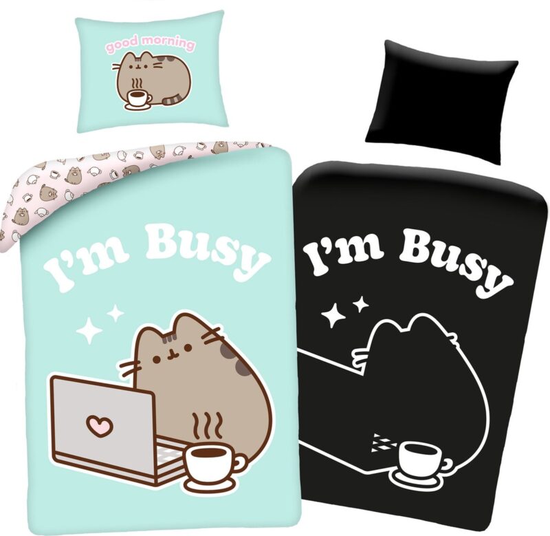 Pusheen dekbedovertrek I'm busy glow in the dark  140 x 200 cm Katoen