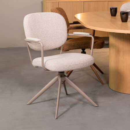 LABEL51 Eetkamerstoel Basel - Naturel - Boucle - Taupe Frame