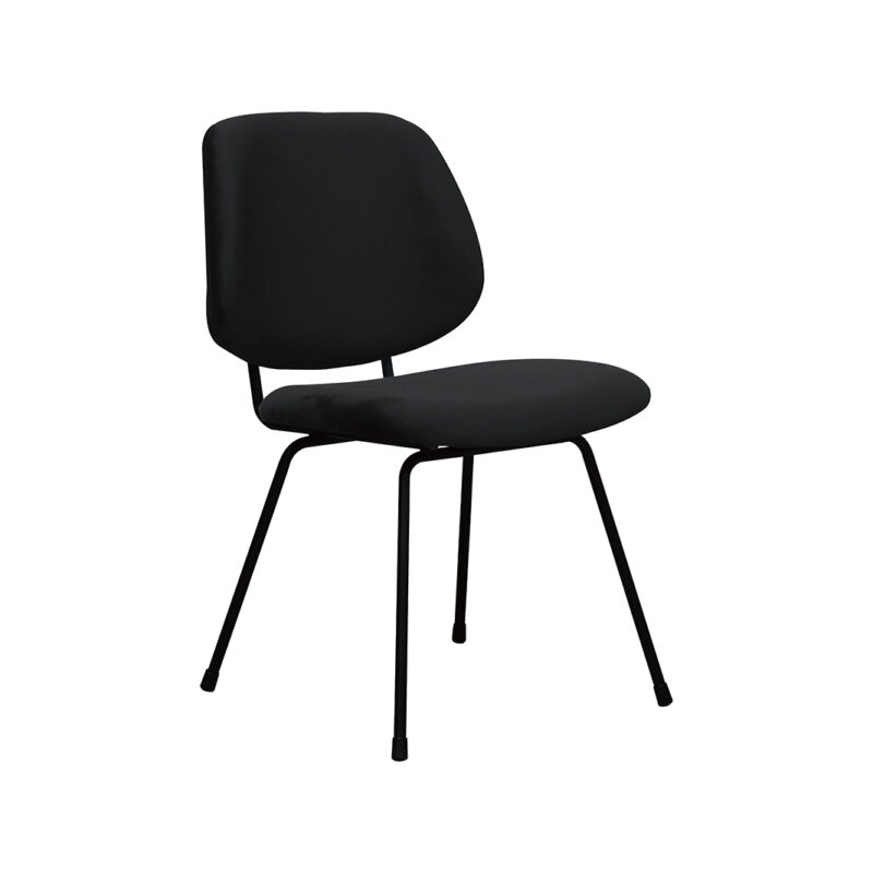 LABEL51 Eetkamerstoel Bello - Zwart - Fluweel - Zwart Metalen Frame