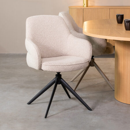 LABEL51 Eetkamerstoel Bern - Naturel - - Zwart Metalen Frame