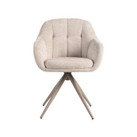 LABEL51 Eetkamerstoel Esma - Naturel - Elite - Taupe Metalen Frame