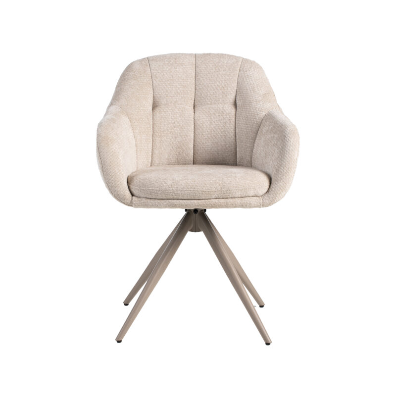 LABEL51 Eetkamerstoel Esma - Naturel - Elite - Taupe Metalen Frame