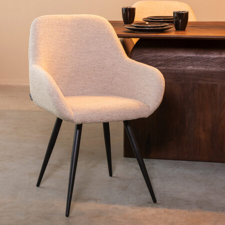LABEL51 Eetkamerstoel Fender - Naturel - Boucle - Black Frame