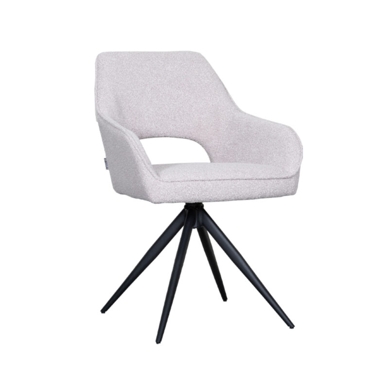 LABEL51 Eetkamerstoel Finley - Naturel - Boucle - Black Frame