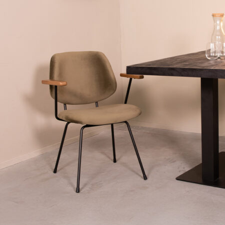 LABEL51 Eetkamerstoel Gastron - Hunter - Fluweel - Zwart Metalen Frame