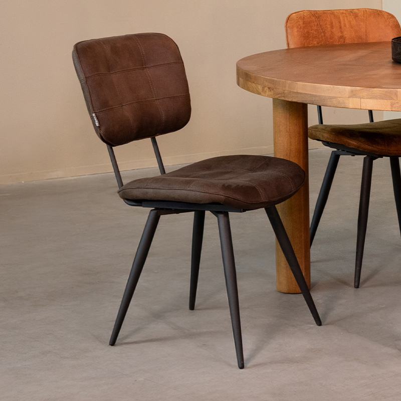 LABEL51 Eetkamerstoel Gus - Antraciet - Microfiber - Black Frame