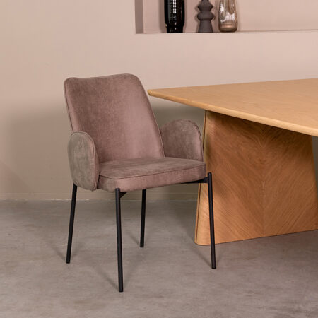 LABEL51 Eetkamerstoel Joni - Taupe - Micro Suede - Black Frame