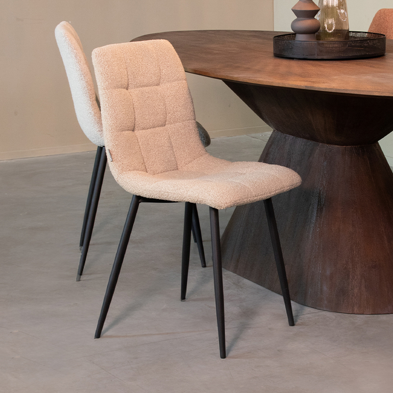 LABEL51 Eetkamerstoel Juul - Zand - Boucle - Black Frame