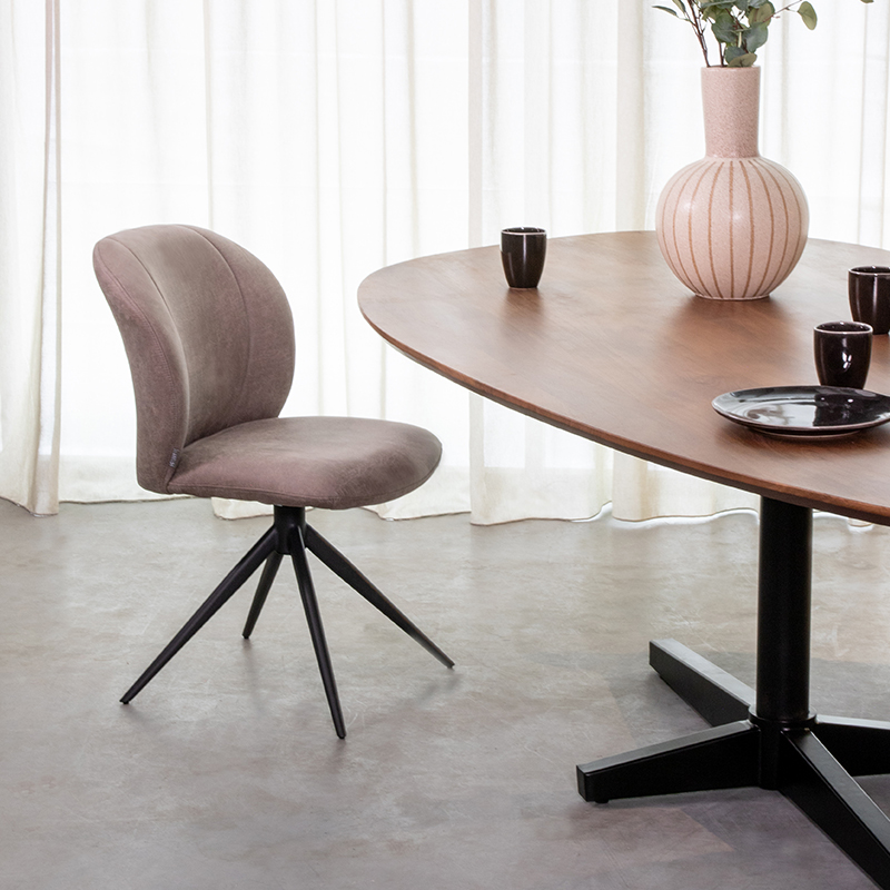 LABEL51 Eetkamerstoel Kimo - Naturel - Boucle - Black Frame