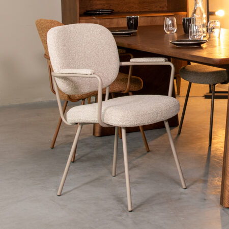 LABEL51 Eetkamerstoel Lausanne - Naturel - Boucle - Taupe Frame