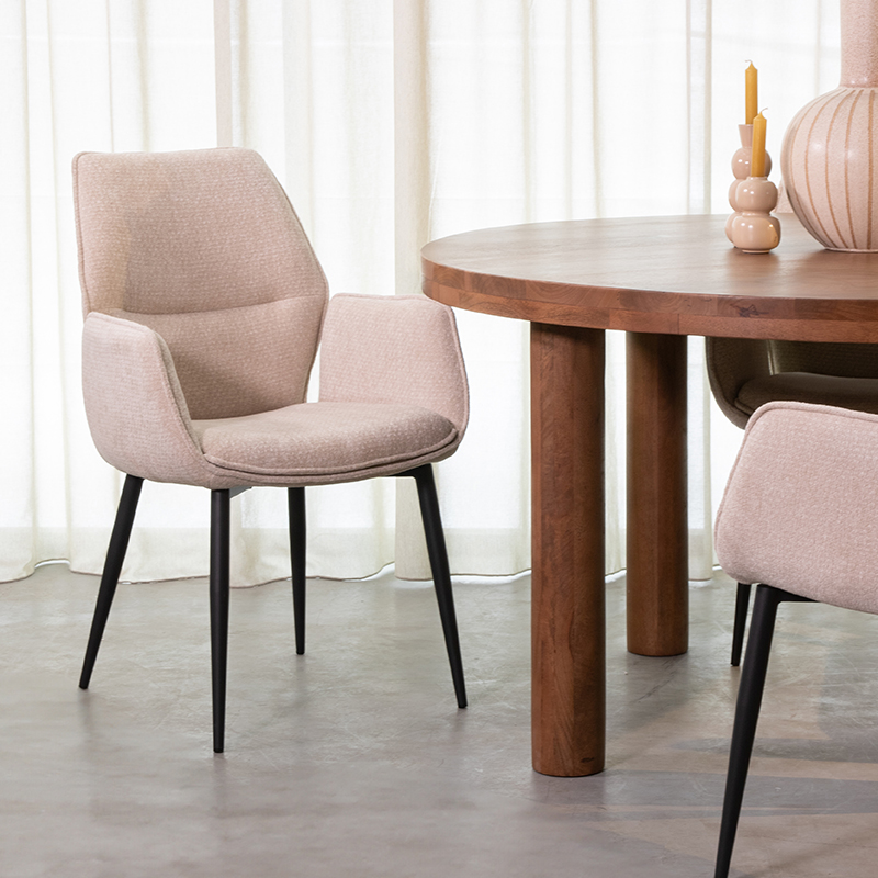 LABEL51 Eetkamerstoel Morris - Naturel - Elite - Black Frame