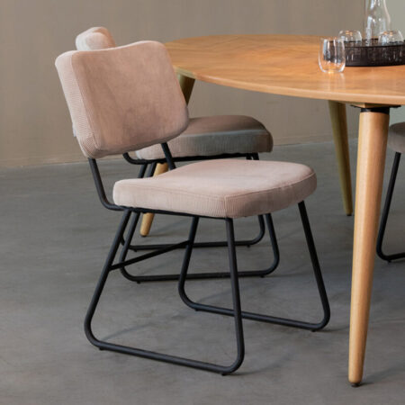 LABEL51 Eetkamerstoel Noah - Naturel - - Zwart Metalen Frame