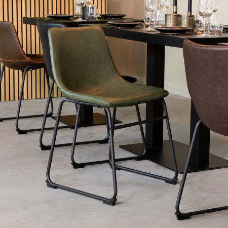 LABEL51 Eetkamerstoel Risto - Hunter - PU-Leder - Black Frame