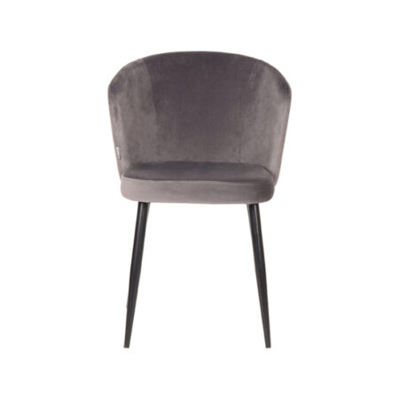 LABEL51 Eetkamerstoel Wave - Grijs - Fluweel - Black Frame