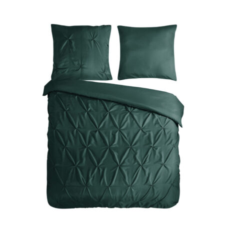 Pure Dekbedovertrek "luxe stiksel plooien" - Groen - (200x200/220 cm) - Microfiber
