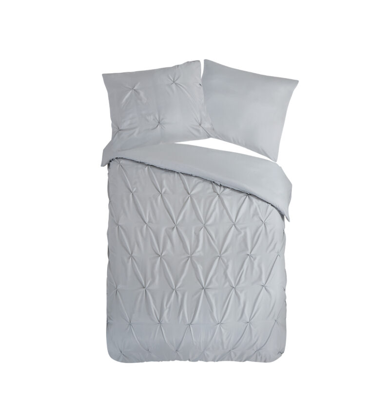 Pure Dekbedovertrek "luxe stiksel plooien" - Zilver - (140x200/220 cm) - Microfiber