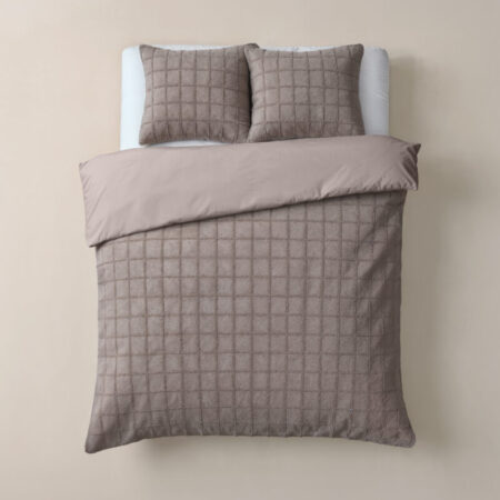 Sleeptime Faux Fur Check Taupe 200x200/220 cm