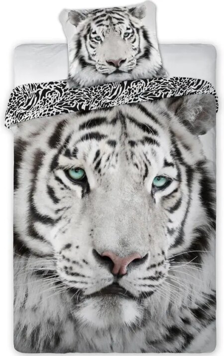 Animal Pictures dekbedovertrek tijger wit 140 x 200 cm - 70 x 90 cm - Katoen
