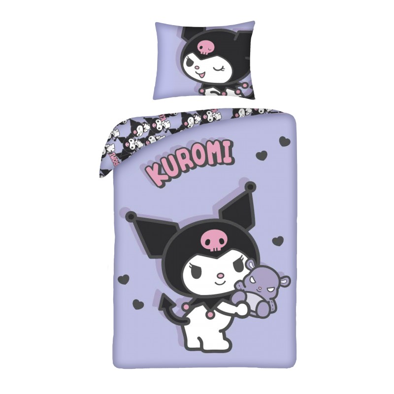 Kuromi Dekbedovertrek 140 X 200 cm - 70x90 cm - lila/paars Polyester