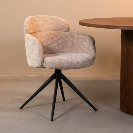 LABEL51 Eetkamerstoel Levi - Clay - Elite - Zwart Metalen Frame