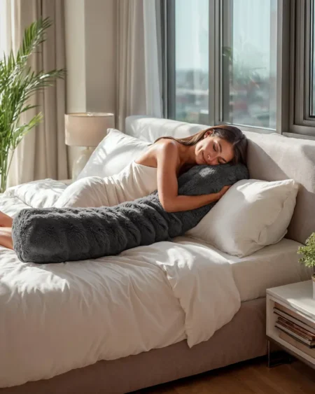 Primaviera Deluxe Bodypillow Pompom Antraciet 140 x 20 cm