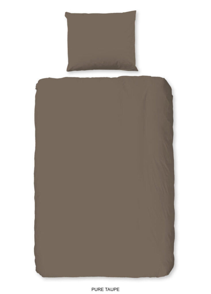 Pure Dekbedovertrek "uni dessin" - Taupe - (140x200/220 cm) - Microfiber