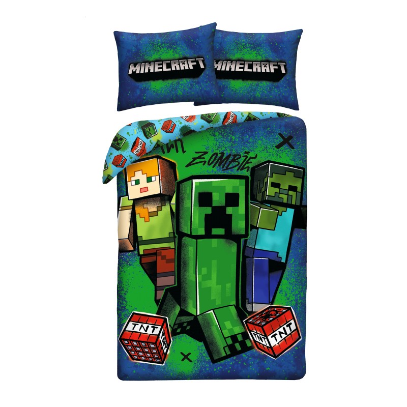 Minecraft Dekbedovertrek Zombie- 140 x 200 cm - 70 x 90 cm -  Polyester