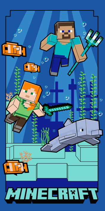 Minecraft Strandlaken Underwater 70 x 140 cm - polyester