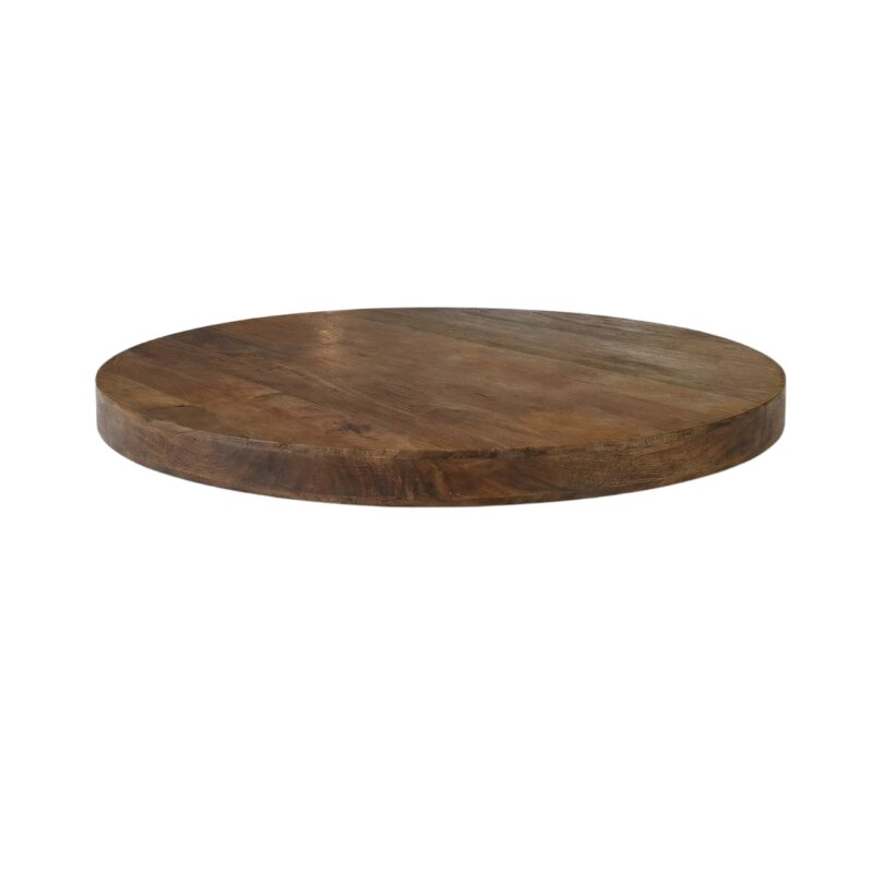 LABEL51 Eetkamertafel Tafelblad Straight Edge - Nature Smooth - Mangohout - 130 cm - Rond Straight