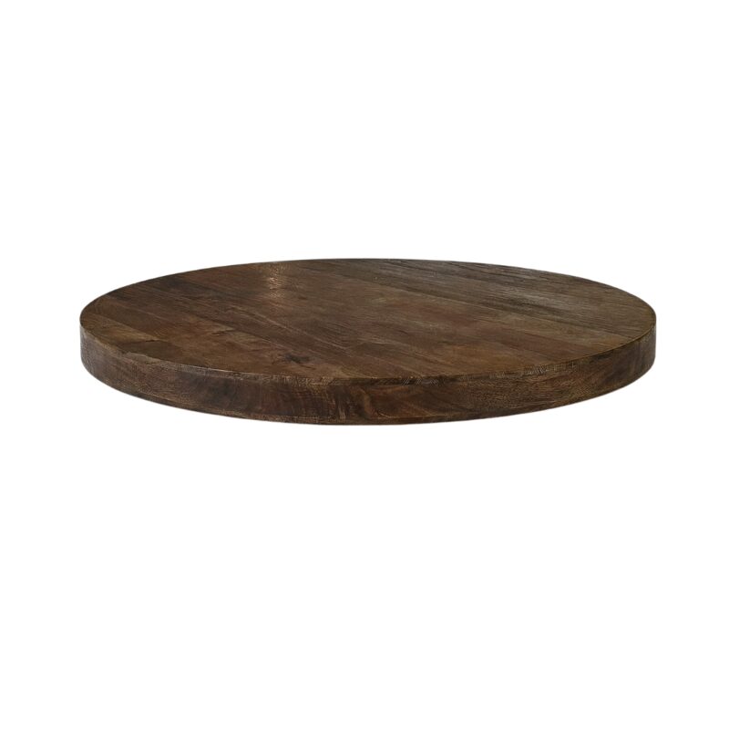 LABEL51 Eetkamertafel Tafelblad Straight Edge - Espresso - Mangohout - 130 cm - Rond Straight
