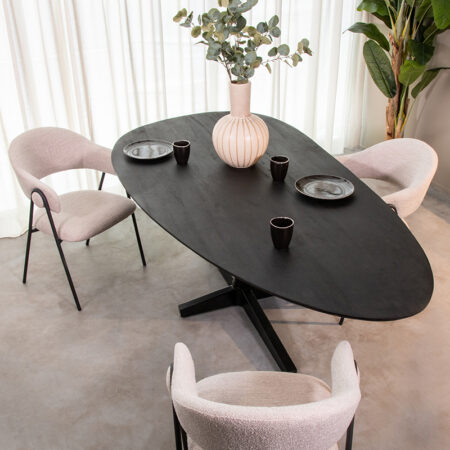 LABEL51 Eetkamertafel Rosie - Zwart - Mangohout - 220 cm