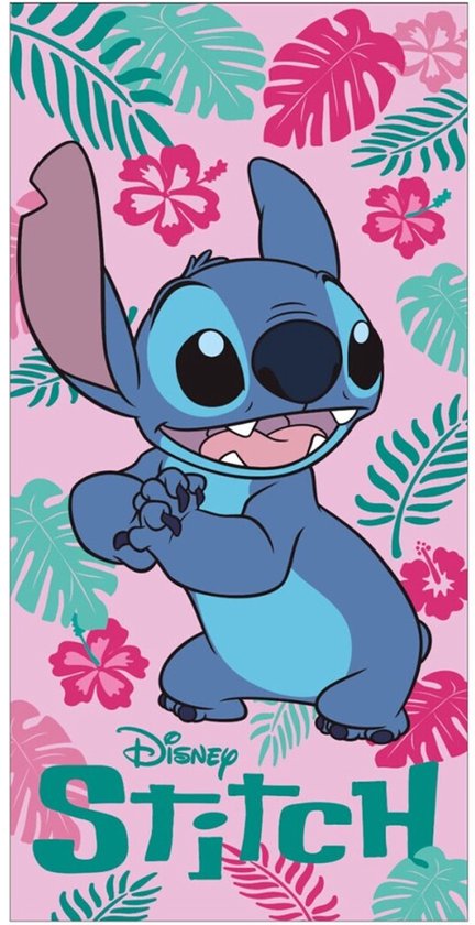 Stitch strandlaken roze 70 x 140 cm Polyester