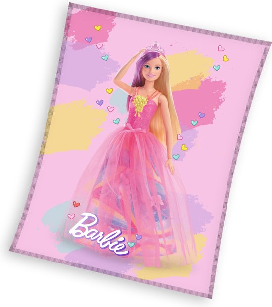 Barbie Fleece plaid 130 x 170 cm Roze polyester