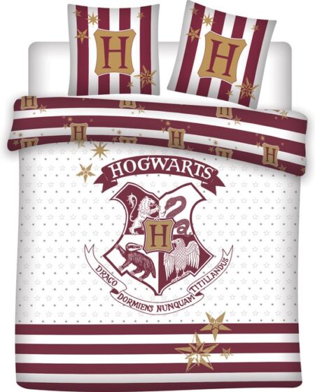 Harry Potter Dekbedovertrek – Hogwarts 240 X 220 Cm wit/rood katoen