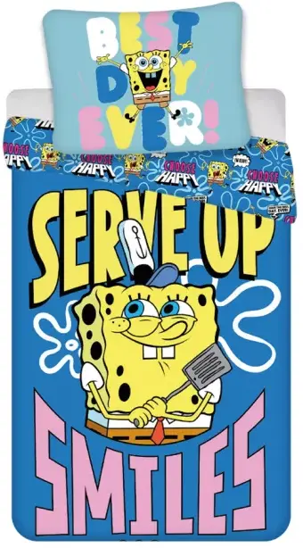 Spongebob Serve up dekbedovertrek 140 x 200 - 70x90cm - Katoen