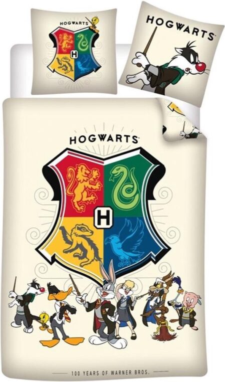 Looney Toones Dekbedovertrek Hogwarts Houses 140 x 200 cm