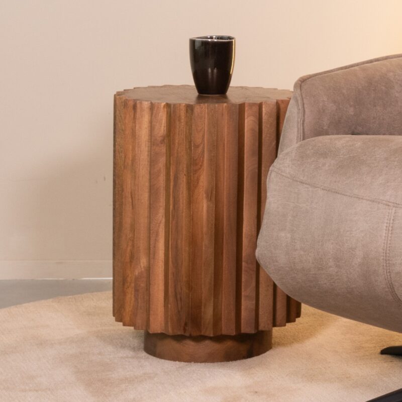 LABEL51 Bijzettafel Novan - Nature Smooth - Mangohout - 35 cm