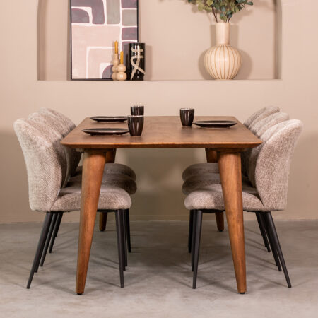 LABEL51 Eetkamertafel Fly - Nature Smooth - Mangohout - 220 cm