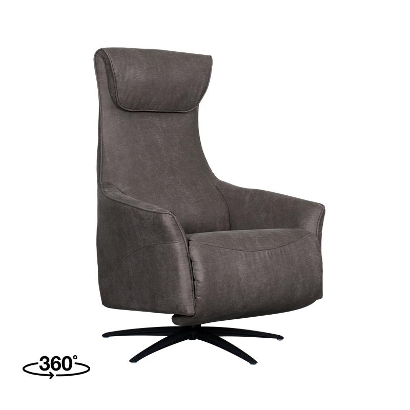 LABEL51 Fauteuil Lund - Antraciet - Micro Suede - One Size