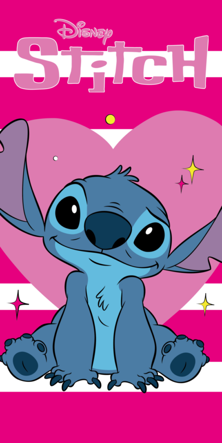 stitch strandhanddoek roze hartjes 70 x 140 cm Katoen - pre order