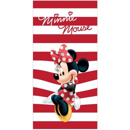 Minnie Mouse strandlaken wit rood 70 x 140 cm katoen
