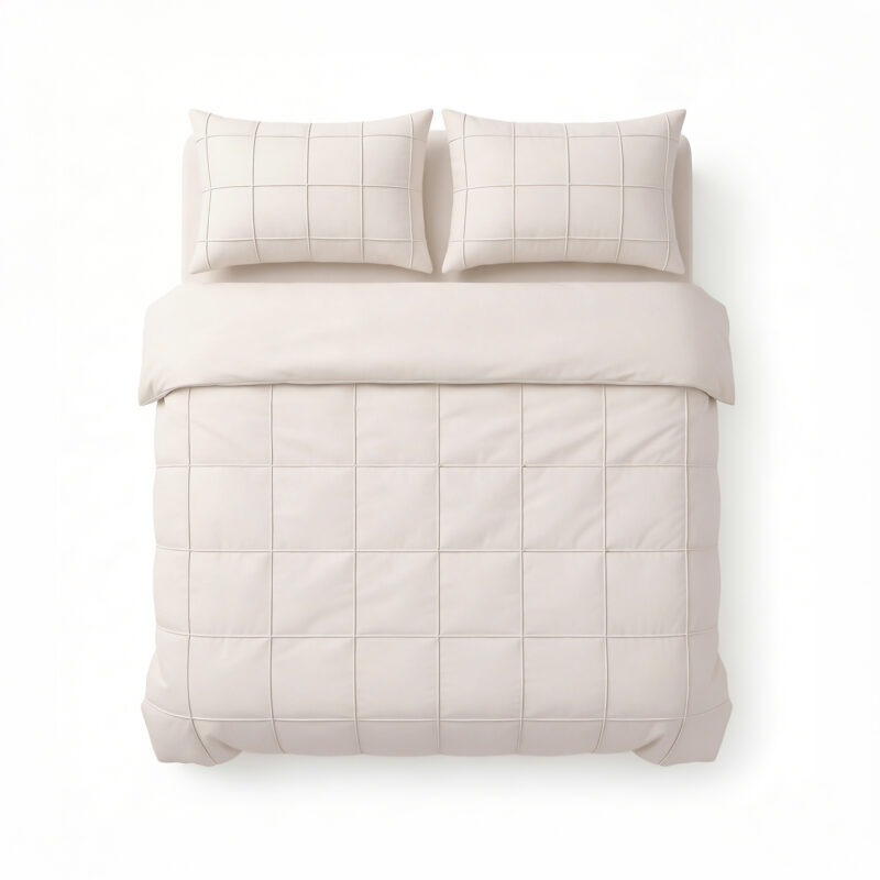 Sleeptime Check Pintuck Beige 240 x 200/220 cm