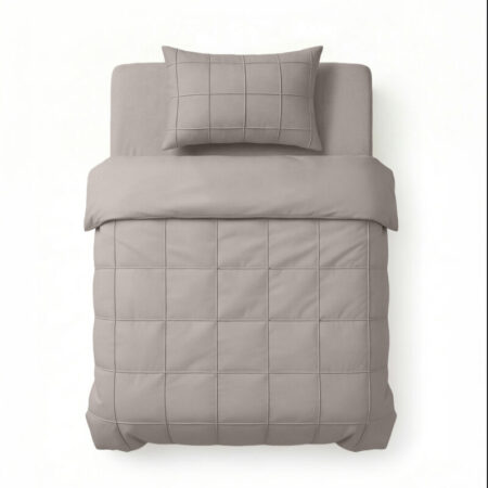 Sleeptime Check Pintuck Taupe/Grijs 140 x 200/220 cm