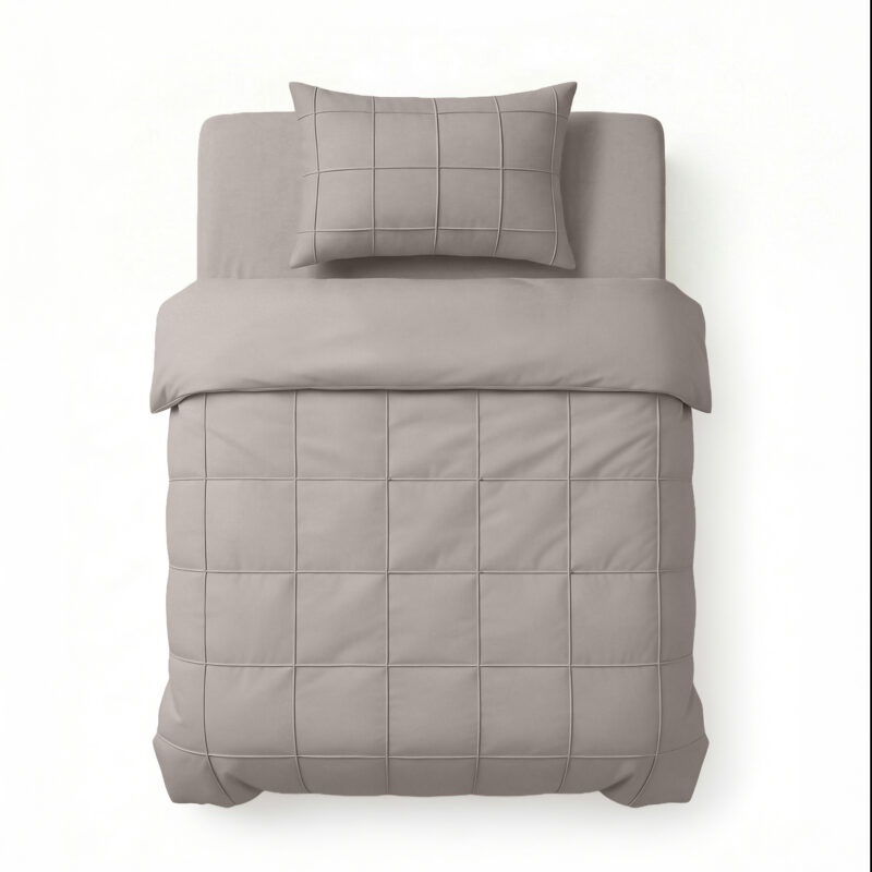 Sleeptime Check Pintuck Taupe/Grijs 140 x 200/220 cm