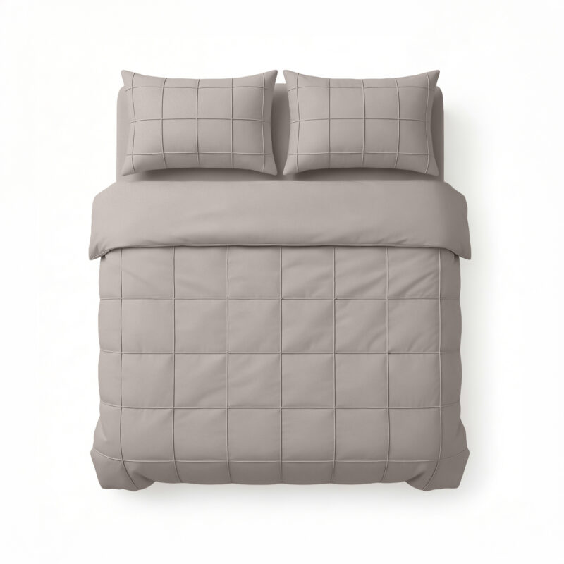 Sleeptime Check Pintuck Taupe/Grijs 240 x 200/220 cm