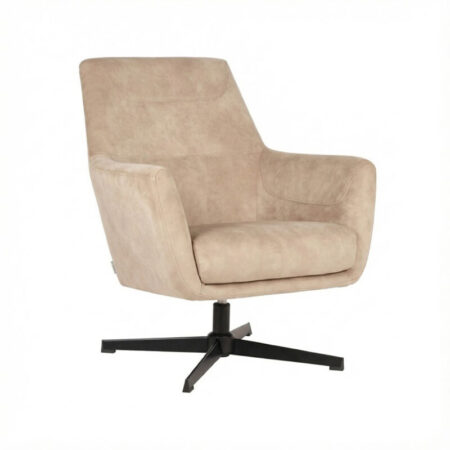 LABEL51 Fauteuil Toby - Naturel - Fluweel - Zwart Metalen Frame