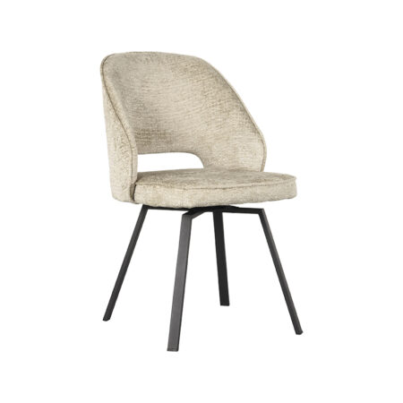 LABEL51 Eetkamerstoel Lewis - Beige - Elegance - Zwart Metalen Frame